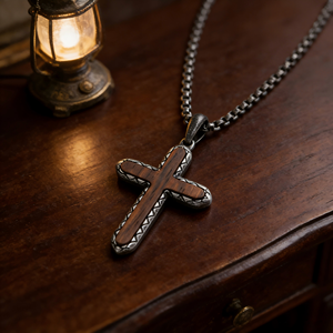 Collier en bois d'ébène naturel et croix vintage <span class=keywords><strong>pour</strong></span> <span class=keywords><strong>homme</strong></span>, bijoux religieux durables en acier inoxydable, vente en gros - Product Image 4