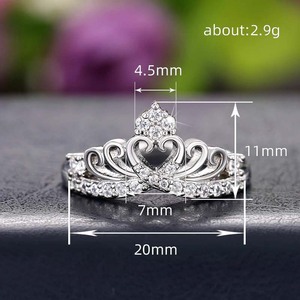 Anello con corona da principessa, cuore floreale e zirconi, ornamento elegante per l'indice da donna, perfetto per l'uso quotidiano. - Product Image 3