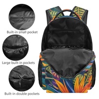Sac à dos personnalisé avec imprimé feuilles hawaïennes, sac à dos en polyester entièrement imprimé avec bretelles réglables pour les voyages et l'école