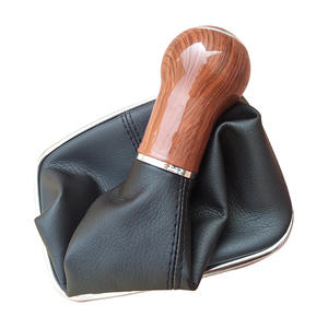 Pommeau de levier de vitesse en cuir grain de bois, boîte de vitesses manuelle 5 vitesses pour Volkswagen Golf 4 Bora GTI - Product Image 2
