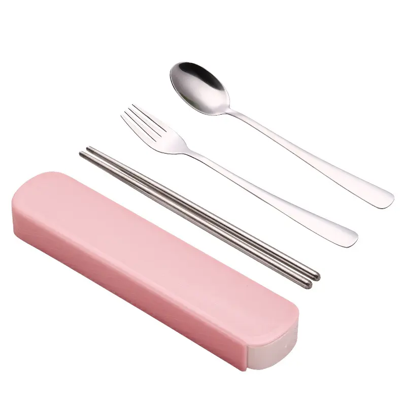 Peralatan makan gaya Jepang, alat makan promosi baru Stainless Steel sendok sumpit garpu 3 buah
