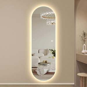 Miroir sur pied moderne pleine longueur avec cadre LED incurvé sans bordure, en alliage d'aluminium argenté, fabrication sur mesure, vente directe usine 2025 - Product Image 5