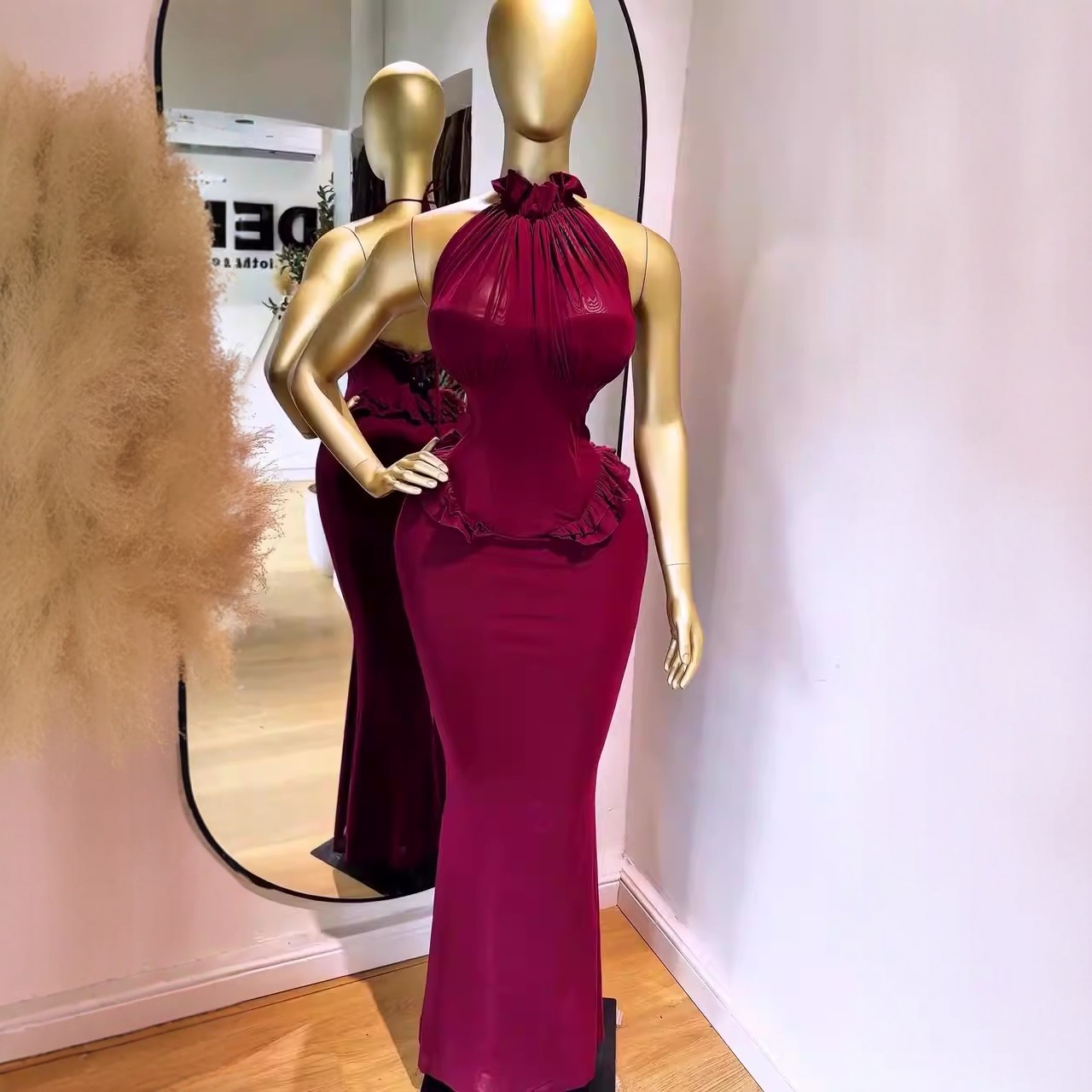 burgundy dress zara Dress- Jamilett's Boutique BNWT ZARA MARSALA jacquard Size