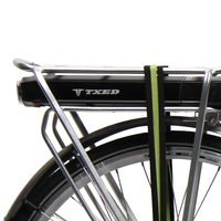 Vélo de ville électrique 700C à cadre en alliage avec moteur avant, batterie lithium électronique, porte-bagages arrière et cache-chaîne intégré pour hommes