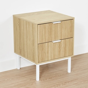 Hiện đại sồi Veneer Bàn Cạnh Giường ngủ bằng gỗ phòng ngủ đêm đứng đầu giường với 2 ngăn kéo - Product Image 2