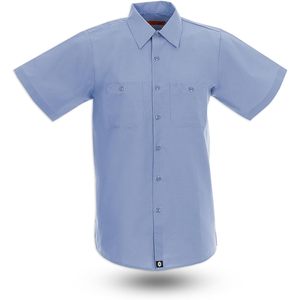 Camisa de Trabajo Industrial de Manga Corta Personalizada para Hombre S12 Resistente a las Arrugas Azul - Product Image 1