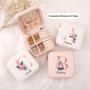 Mini Organizador De <span class=keywords><strong>Joyas</strong></span> Portátil De Viaje En Cuero PU Rosa Con Logotipo Personalizado <span class=keywords><strong>Para</strong></span> Anillos, Pendientes Y Collares Con Cierre Y Forro De Terciopelo - Product Image 3