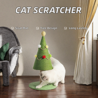 Arbre à chat en sisal naturel à 2 niveaux, écologique et résistant à l'usure, avec grand tapis à gratter, idéal pour Noël