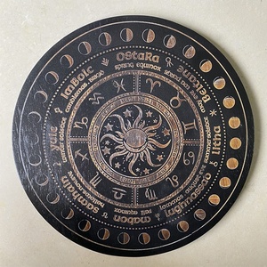 Zodiac Wheel Sign Wooden Carving Board <strong>Witch</strong> Supplies Kit with Wood Crafts Wooden Boxes Wall <strong>Signs</strong> - Product Image 2
