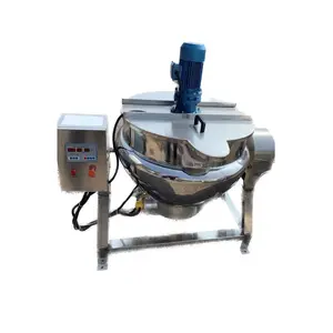 Electric vegetable fryer gas heated sugar boiling pot with stirring electric heating jacketed kettle