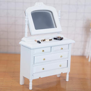 Moda 1:12 Mini casa de muñecas DIY juguete blanco tocador muebles escena adornos artesanías de madera simulación en miniatura - Product Image 2