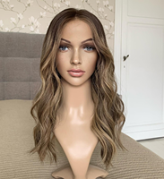 Ashy Brown Highlight Couleur 12a Grade European Hair HD Perruque luxe sans colle et invisible avec tissu diamanté pour femme