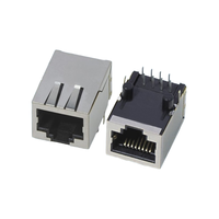Konektor RJ45 Non-Magnetik GLGNET Dual-Port 100/1000/2.5G/5G/10G 8P8C Cat5/Cat6/Cat7 Gold Flash PCB Jack POE LAN Nirkabel
