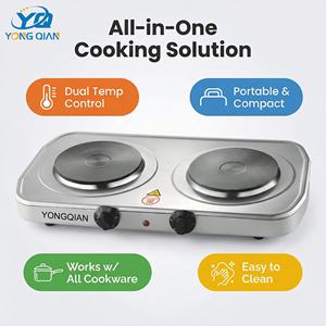 Placa Calefactora Doble de Acero Inoxidable de 1000W+1000W con Temperatura Ajustable, Electrodoméstico de <span class=keywords><strong>Cocina</strong></span> - Product Image 3