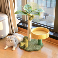 Poteau à gratter mignon de cactus de cocotier simulé avec plate-forme et nid grand espace