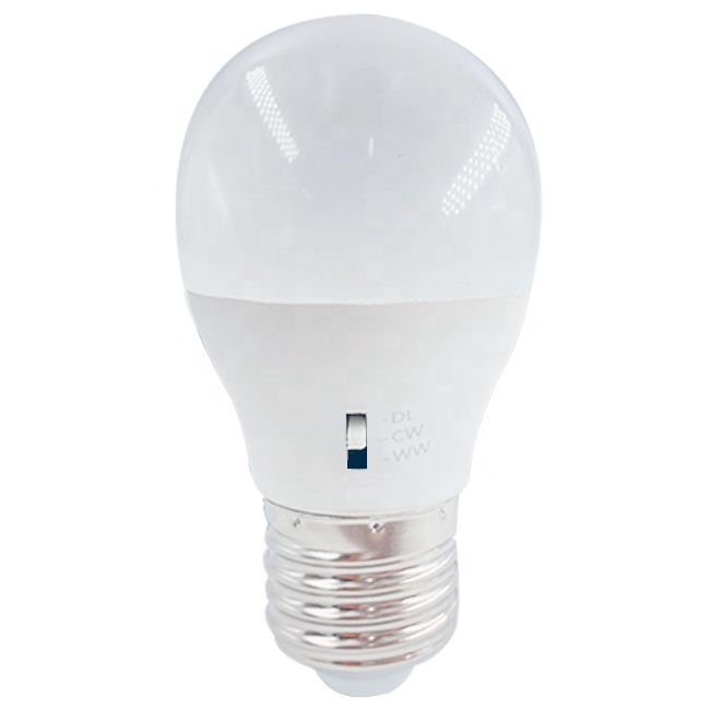 Dimmable tricolore E27 E14 base à vis 5W G45 ampoules led en gros pour intérieur maison hôtel