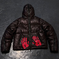 Blouson matelassé thermochromique réactif à la chaleur pour homme, effet brillant, couleur changeante, manteau d'hiver à bulles, sweat à capuche entièrement zippé, Techwear rouge