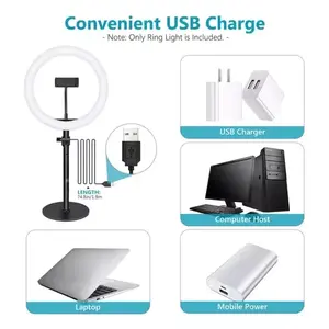 Anneau lumineux tricolore 3200K à 5600K avec contrôle intégré pour vlog personnel et diffusion en direct, alimenté par USB, corps en plastique, W - Product Image 6