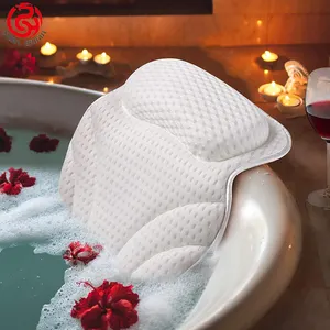 화이트 목욕 베개 스파 3D 메쉬 목욕 베개 흡입 컵 욕조 욕실 젤 목욕 베개