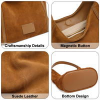 Sac hobo en cuir suédé véritable, vintage, grande capacité, sac à bandoulière souple pour femmes, pour le bureau, les voyages et l'usage quotidien, entièrement personnalisable