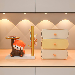 Cute Red Panda Resin Figurine With Tray Decorative Home Desktop Feng Shui Ornament Chinese New Year Gift - Product Image 4