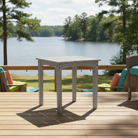 Table d'appoint extérieure moderne, légère et pliable en HDPE - Design élégant, texture imitation bois, durable, imperméable, empilable