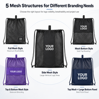 Sac à dos personnalisé en polyester 420D avec cordon de serrage, empiècements en maille et œillets renforcés pour événements sportifs aux États-Unis – Sac promotionnel à cordon