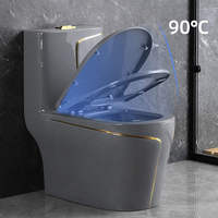 Ensemble WC monobloc en céramique de luxe avec chasse d'eau dissimulée, design moderne et élégant pour projets hôteliers et suites.