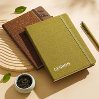 Set de Regalo de Papelería Ecológica de Lujo con Logotipo Personalizado, Cuaderno de Corcho con Impresión Serigráfica, Bolígrafo, Porta Tarjetas USB para el Día de la Tierra