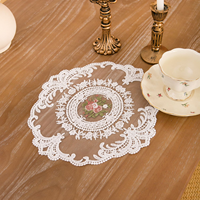 Nappe de table en dentelle de style européen, brodée, rétro, à volants, pour table basse, décoration d'intérieur
