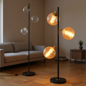 Lampadaire moderne du milieu du siècle, 3 abat-jour en verre, lumière LED blanc chaud doux, éclairage d'intérieur - Product Image 2