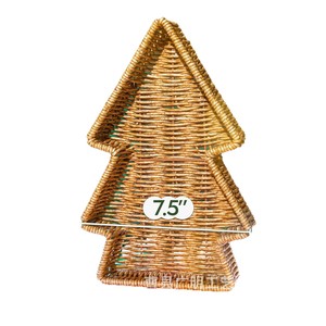 Christmas Tree Woven <b>Basket</b> Beige Polygonal Shape Food Container Snack Storage <b>Tray</b> - Product Image 5