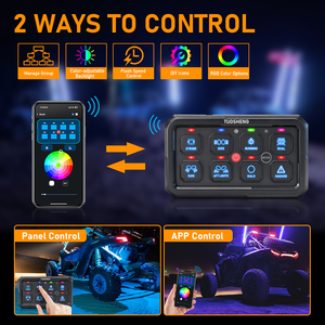 Panel de Interruptores de 8 Canales con Control por Aplicación, Retroiluminación RGB, Resistente al Agua IP65, Caja de Control Inalámbrica para Camioneta, Automóvil, Barco, UTV, ATV - Product Image 2