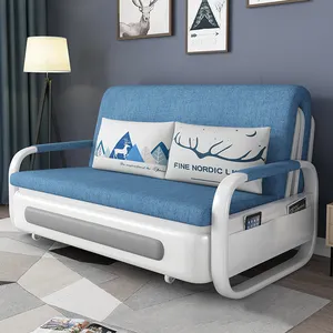 Sofá cama plegable de doble uso de nuevo diseño al por mayor, sofá cama individual doble multifuncional, sofá combinado de tela