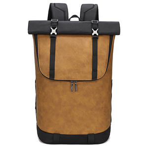 Sac à dos roll top personnalisé en cuir Oxford sacs à dos pour ordinateur portable capacité hommes sac à dos à roulettes - Product Image 5