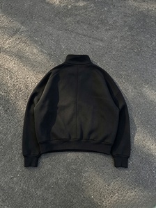 Veste polaire zippée noire pour homme à col montant, manches longues, coupe droite, décontractée, tricotée unie - Product Image 2