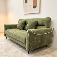 Canapé-lit carré moderne en tissu chenille capitonné avec cadre en bois massif et éponge, 3/4 places, inclinable, pour hôtel, villa, salon
