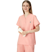 Blouse médicale élégante à petit col en V pour femmes, douce et résistante, uniforme pour salons de beauté, cliniques dentaires et médecins