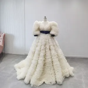 Hiện đại Bow Sash bóng Gown vải tuyn/lưới Băng appliqued váy cưới
