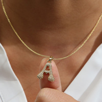 Collar inicial-Colgante de corazón de Zirconia cúbica con 26 letras Choice 18K Chapado en oro Nombre personalizado Regalo de joyería para mujer