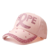 Casquettes de baseball roses en strass Hope en stock, mode DIY, diamants de luxe, casquettes roses avec sangle réglable, prix d'usine