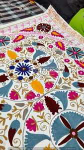 Embroidered Suzani Throw Suzani <b>Bedding</b> Queen Pink <b>Red</b> Suzani Very Large Suzani Blue Suzanis India Suzani Tashkent Suzani - Product Image 6