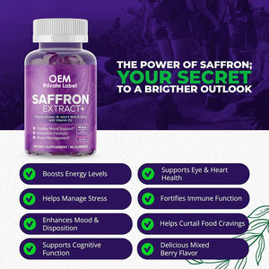 OEM zafferano Gummies integratore arricchito con GABA, erba di San Giovanni, fiore della passione per adulti Focus e supporto dell'umore - Product Image 5