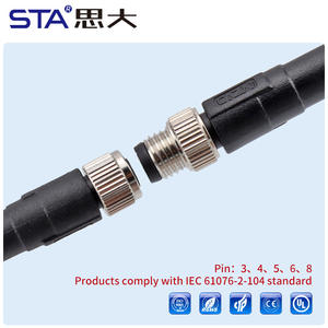 ขั้วต่อ M8 แบบกันน้ำสำหรับงานอุตสาหกรรม 120 โอห์ม พลาสติก ตัวผู้ ตัวเมีย แบบแนวตั้ง 3 4 ขา ปลั๊กแบบอากาศยาน - Product Image 5