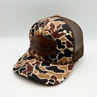 Topi Trucker Richardson 112 dengan Patch Kulit Berlogo Hewan Kustom, Jaring, dan Kancing, Topi Trucker Camo untuk Berburu dan Berkemah