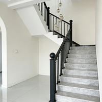 Garde-corps d'escalier en aluminium pour intérieur et extérieur, design de luxe léger, avec mèches métalliques, pour villa et appartement, vente en gros
