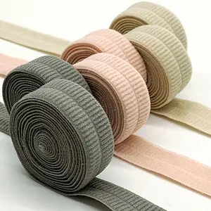 Bunte kunden spezifische Falte über elastischem Gurtband Nylon Kleidungs zubehör nähen Rand Schräg band