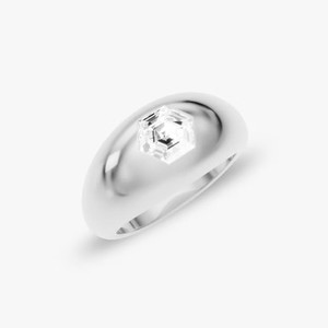 Anillo DOM BAND RING de Oro Blanco de 18K con Diamante Clásico Certificado por IGI para Compromiso y Boda - Product Image 5