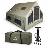 Tente de camping extérieure 3x4m en coton TC 210g avec cheminée verte pour les voyages en pleine nature