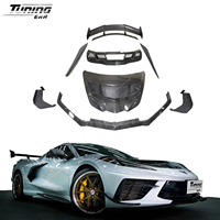 Nouveau kit de conversion style ZR1 en fibre de carbone sèche pour Corvette C8 2019+ : Lame avant, diffuseur arrière, jupes latérales, spoiler, canards